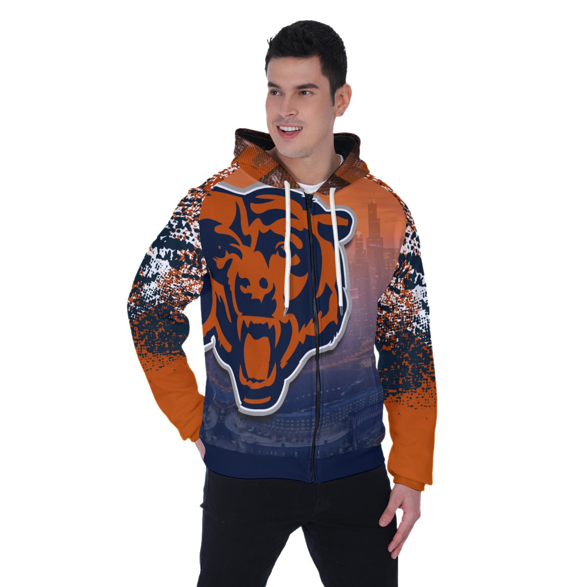 All Over Ragland Zip Up Hoodie (Heavy Fleece - Cut & Sew)