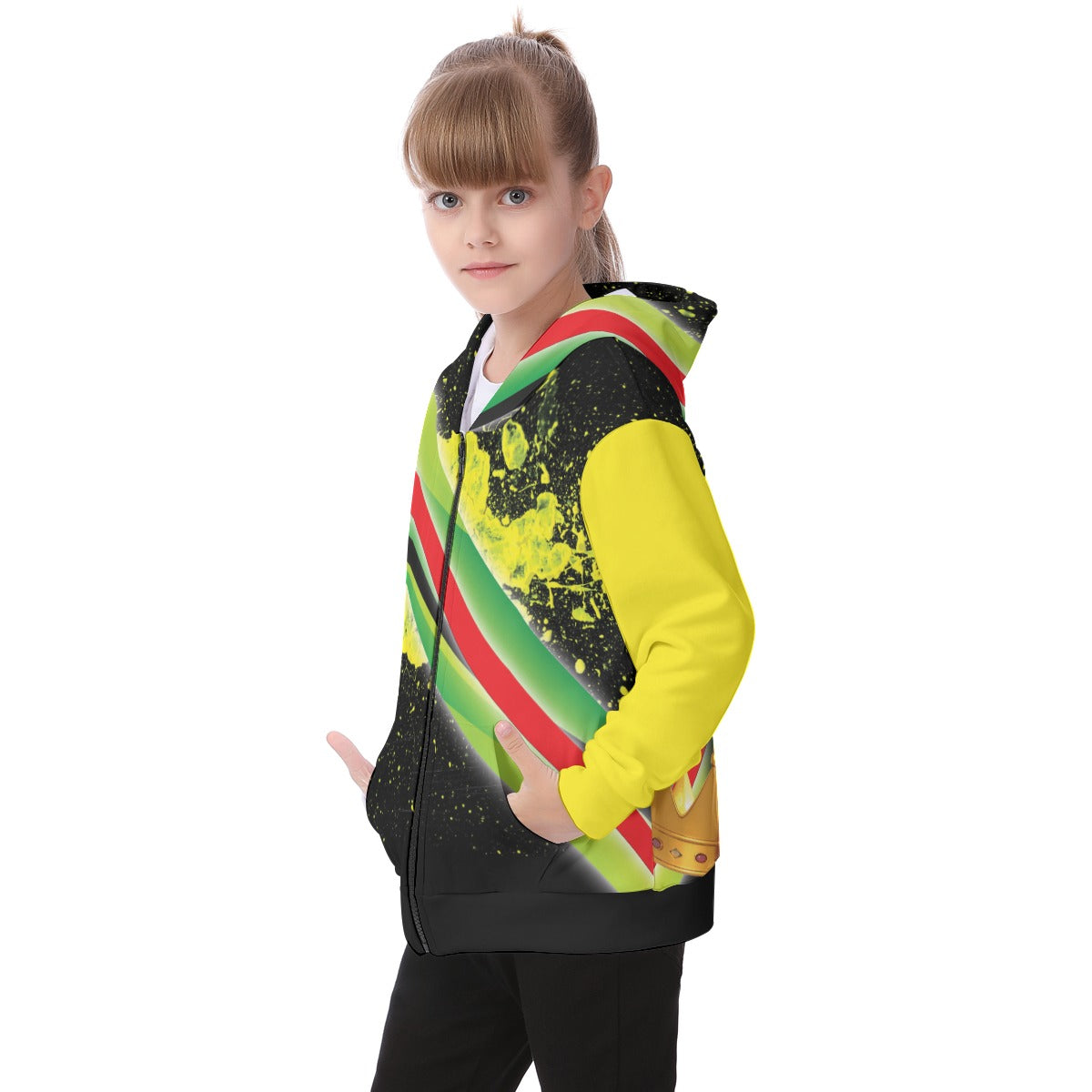All Over Youth Zip Up Hoodie (HEAVY FLEECE - Cut & Sew)