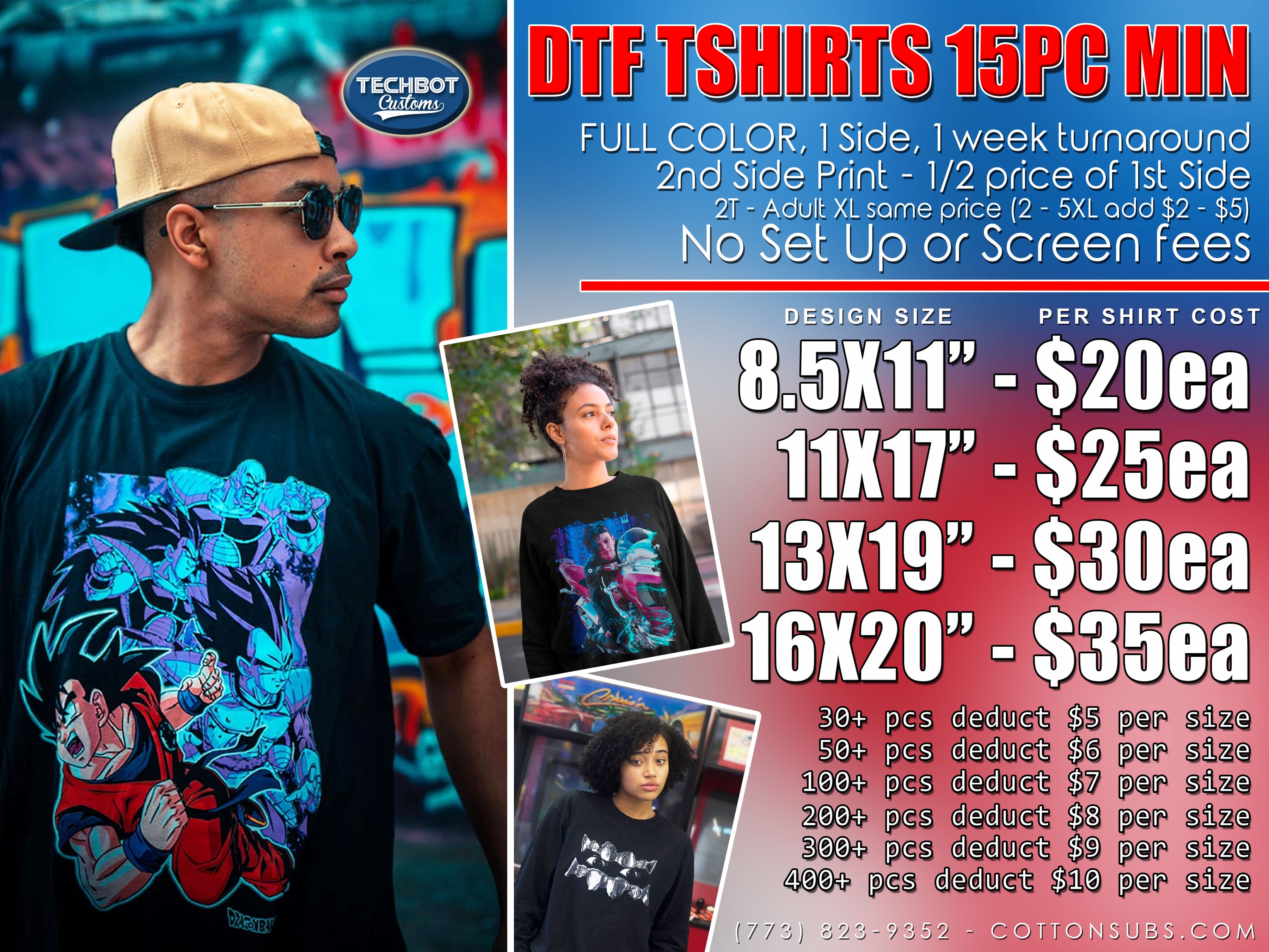 COTTONSUBS TSHIRTS DTF (15PC MINIMUM)